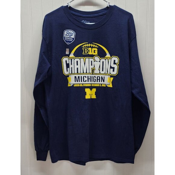 Big Ten Champions Michigan Long Sleeve Shirt Blue 84 Official Locker Room Tee 20 - Picture 1 of 8